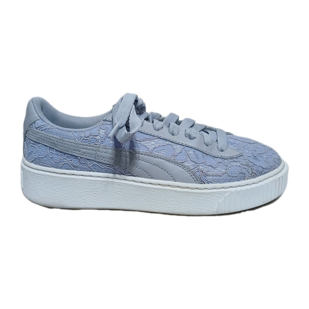 Puma Basket Platform Sneakers 36409103 Icelandic Blue 8.5 Women Lace Low Top